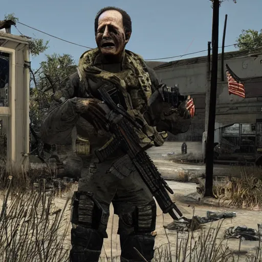 Image similar to in - game footage of joe biden as a zombie in call of duty : modern warfare 3