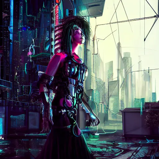 Prompt: cyberpunk witch photograph, realistic, 9 k