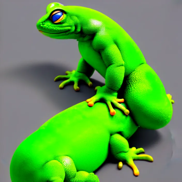 Prompt: a fat anthropomorphic male green gecko fursona waddling across vrchat, cute, 3 d, octane render, furry