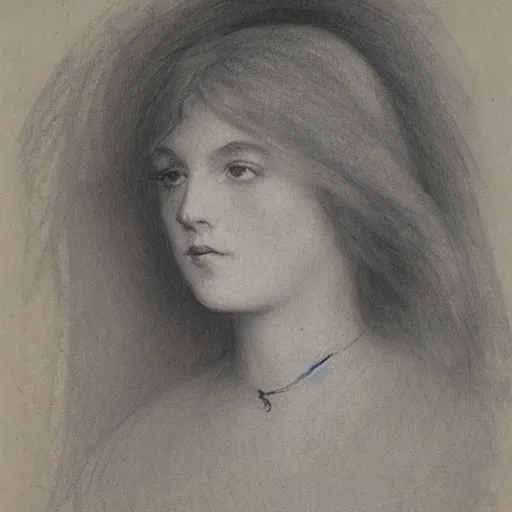 Prompt: a young woman, blonde, thin, by alfred stevens, charcoal