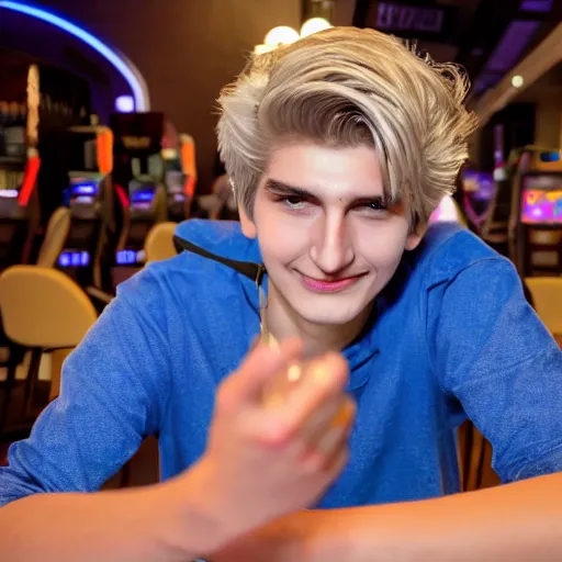 Image similar to really handsome gigachad xqc gigachad gambling : : realistic : : 1 dslr : : 1 - - quality 2