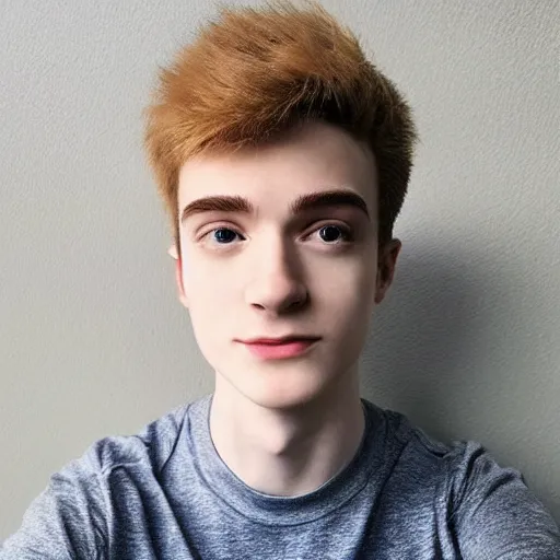 Image similar to “a realistic detailed photo of a guy who is an attractive humanoid who is half robot and half humanoid, who is a male android, twitch streamer Ninja Tyler Blevins, shiny skin, posing like a statue, blank stare”