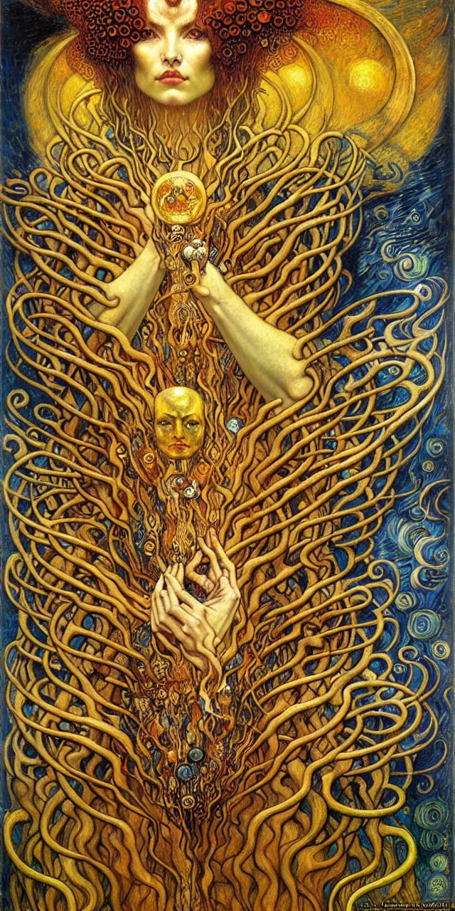 Image similar to Divine Chaos Engine by Karol Bak, Jean Delville, William Blake, Gustav Klimt, and Vincent Van Gogh, symbolist, visionary