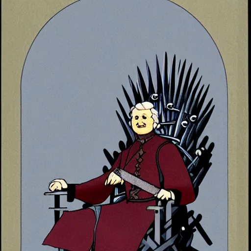 Prompt: george floyd depicted as king sitting on the iron throne, game of thrones
