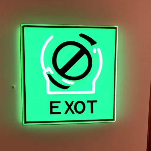 Prompt: a green glowing exit sign in the backrooms