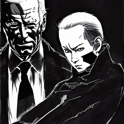 Image similar to Joe Biden looking sinister, by Tsutomu Nihei, highly detailed