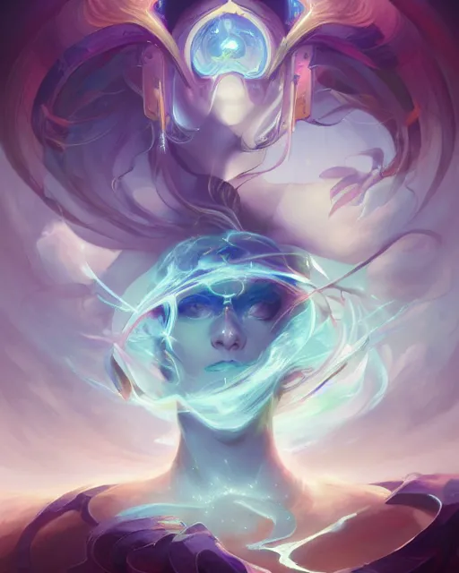 Prompt: portrait of a beautiful metaphysical emanation, by pete mohrbacher and artgerm and wlop, digital art, highly detailed, intricate, fantasy, mystical, sharp focus, Trending on Artstation HQ, deviantart, unreal engine 5, 4K UHD image