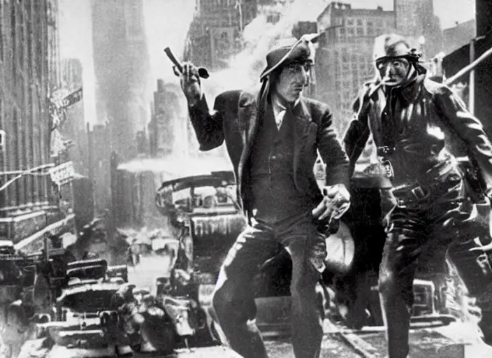 Image similar to scene from the 1 9 3 1 science fiction film escape from new york