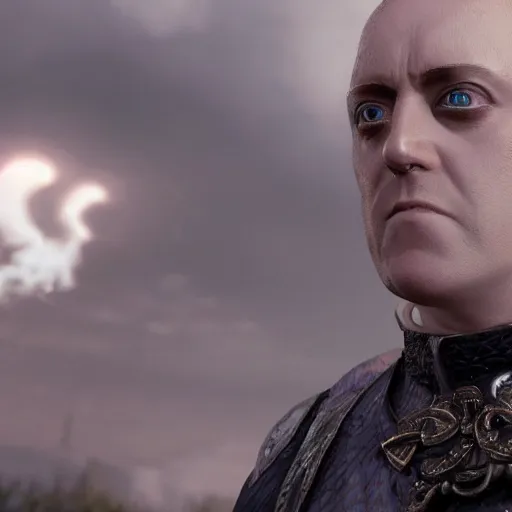 Image similar to artstation trending elden ring mod, now with peter serafinowicz in multiple roles 8k astonishing photo