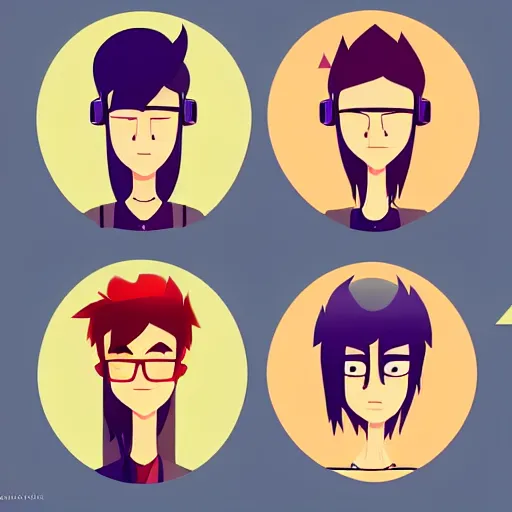 Image similar to 2 d character design, music group, vector art, digital art, portrait, 4 k, 8 k, sharp focus, smooth, illustration, concept art, rock band