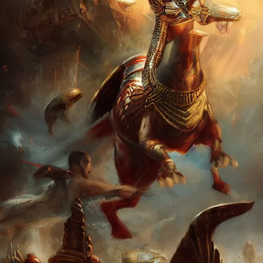Prompt: rise of the egyptian empire by raymond swanland, highly detailed