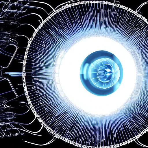 Image similar to the blueprints of a fusion reactor engine, highly detailed