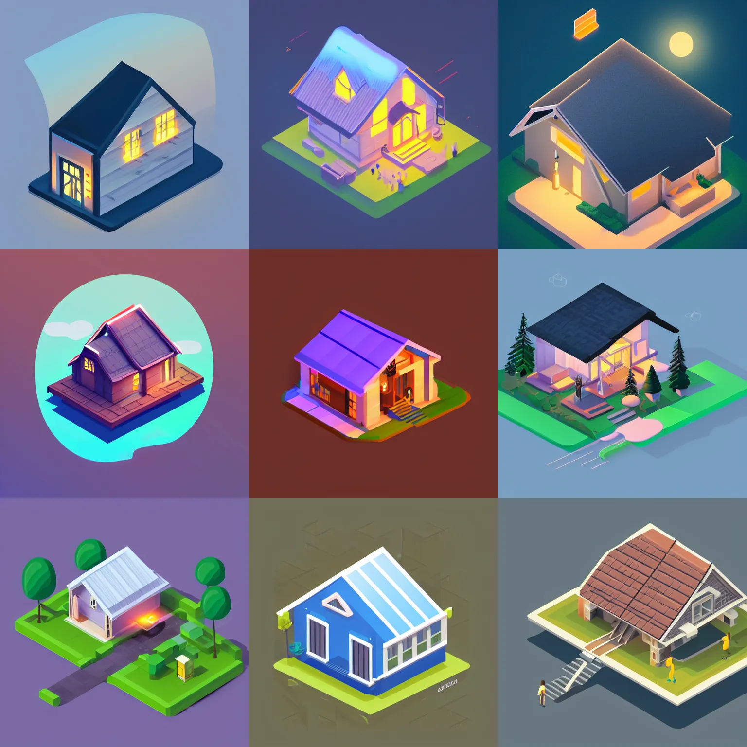 Prompt: isometric webdesign icon for house with gable roof, soft lighting, rays of light, by tooth wu, dan mumford, beeple, rossdraws, Artstation