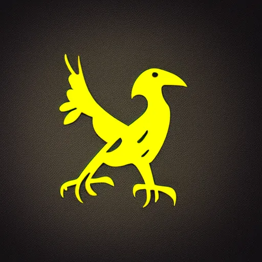 Image similar to crow symbol for an agency logo, glowing yellow, cinematic lighting, cinema 4 d, cinematic, 8 k hd artwork, yellow lighting