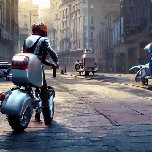 Prompt: 🛵, concept art, hd, unreal engine