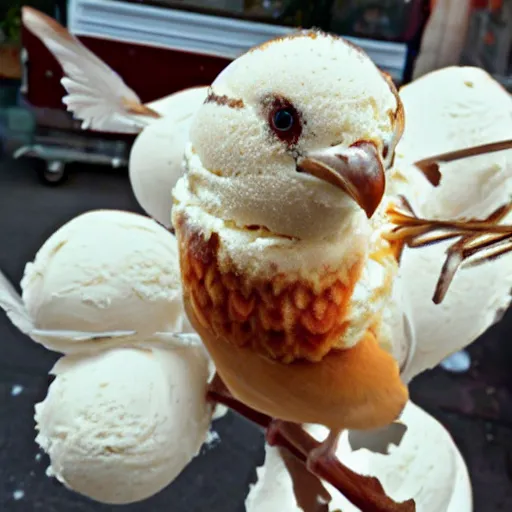 Prompt: a bird ice cream