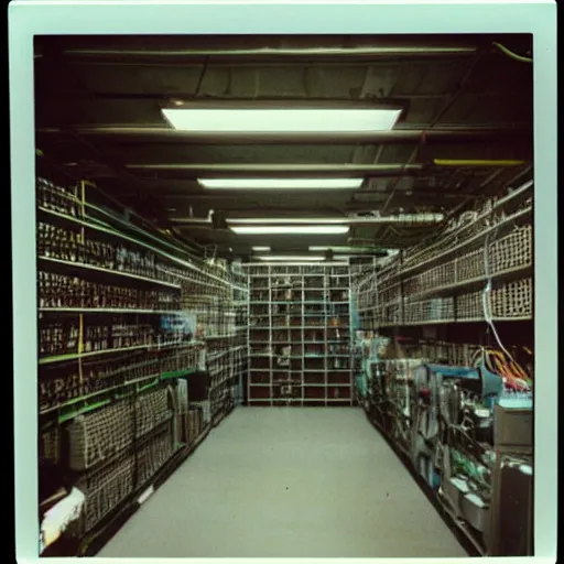 Image similar to electronics bay in 1990. As described by William Gibson. Polaroid