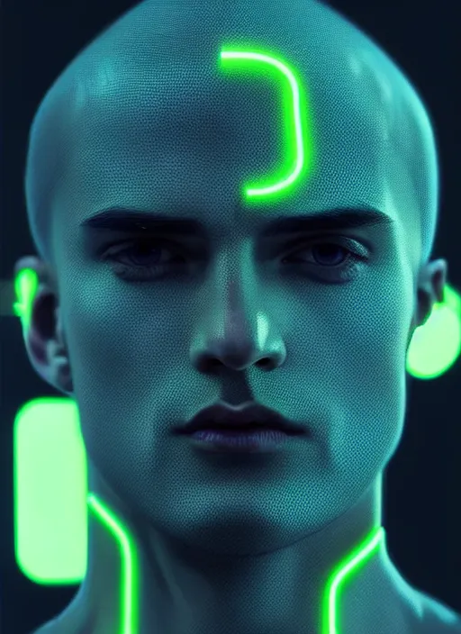 Image similar to a highly detailed long shot photo of masculin male face portrait, futurism, rococo cyber neon lighting, detailed futuristic fibonacci jewelry, profile posing, hyper photorealistic, crispy quality, digital photography, trending in pinterest, cinematic, 4 k ultra hd, art by pascal blanche, art by greg rutkowski, art by artgerm,