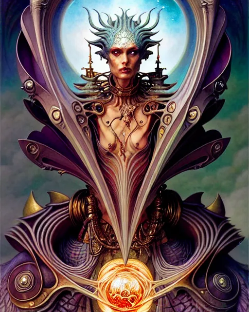 Image similar to the chariot tarot card, fantasy character portrait made of fractals, ultra realistic, wide angle, intricate details, the fifth element artifacts, highly detailed by peter mohrbacher, hajime sorayama, wayne barlowe, boris vallejo, aaron horkey, gaston bussiere, craig mullins