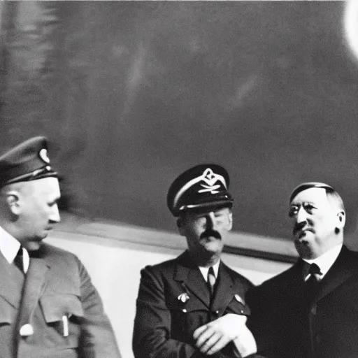 Image similar to hitler and trump posing for camera, selfie, black and white