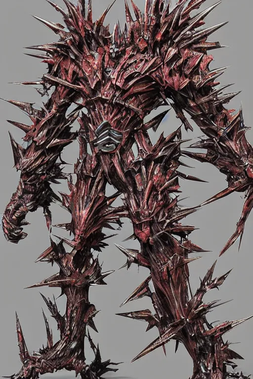 Image similar to a tokusatsu monster realistic with iron spikes by Yasushi Nirasawa