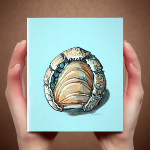 Prompt: illustration of one small small small standalone highly detailed minimalist hermitcrab! crab in an elaborate maximalist shell, with flemish baroque rococo unexpected elements. seen from the distance hd! matte paper background. childrenbook in soft natural pastel tones