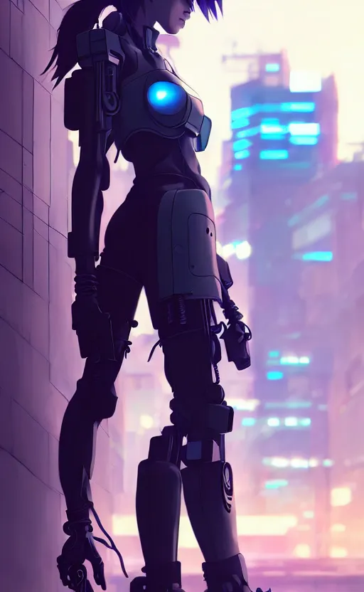 Image similar to cyberpunk anime girl mech standing wall, cyberpunk accessory, side view, 3 / 4 shot, street night, beautiful face, grafity, arcane, detail, good face, pose model, concept art, in style of yoji shinkawa, pan ren wei, col price, atey ghailan, by greg rutkowski, aesthetic, digital painting, 3 d