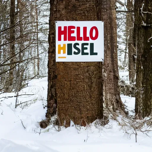 Image similar to a sign that says Hello Nisse