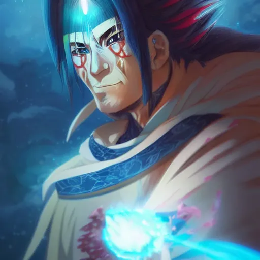 Prompt: anime portrait of Yamato as a shaman yedi using dark force to eliminate trump as an anime antagonist by Stanley Artgerm Lau, WLOP, Rossdraws, James Jean, Andrei Riabovitchev, Marc Simonetti, and Sakimichan, trending on artstation