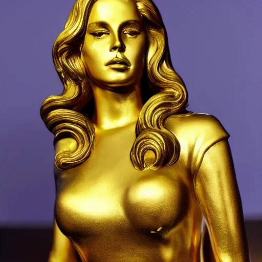 Image similar to golden statue of lana del rey