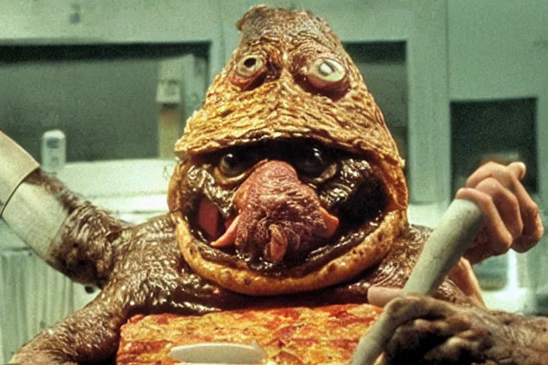 Image similar to a film still of pizza the hut in pi, high quality