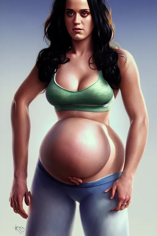 pregnant katy perry in a sports bra, realistic