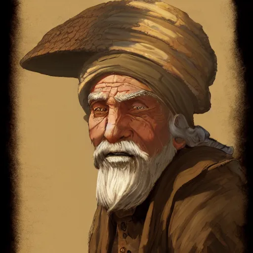 Image similar to illustration of a merchant, old man, concept art, artstation, detailed, intricate