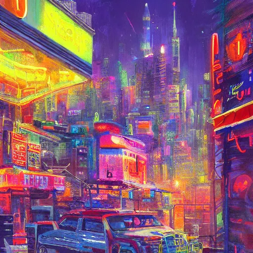 Image similar to Neon city, Sergey Zabelin, high detail