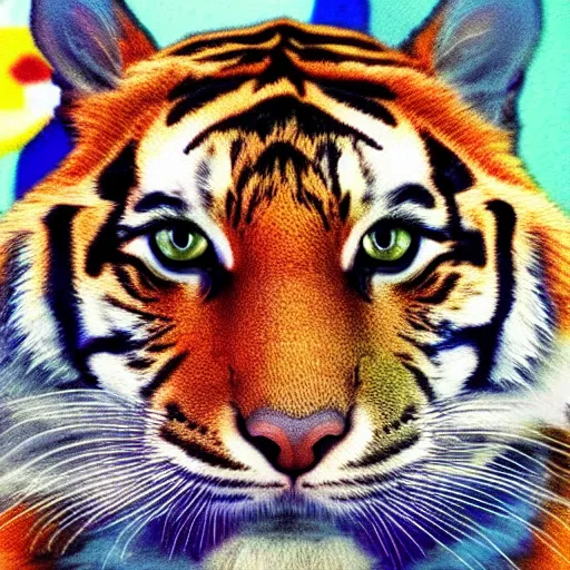 Prompt: A cat mixed with a tiger, digital art