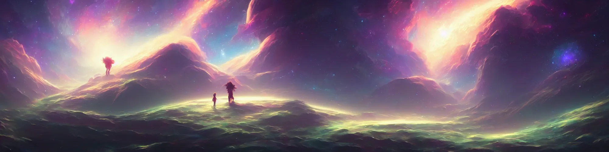 Prompt: Visions of an astral journey through a celestial cosmos by Sylvain Sarrailh and Rossdraws, 4k photorealistic conceptartworld oil on canvas