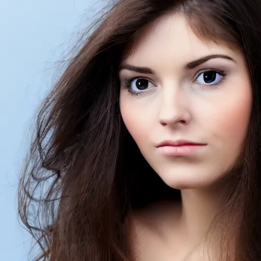 Image similar to face of a young brunette woman with hooknose