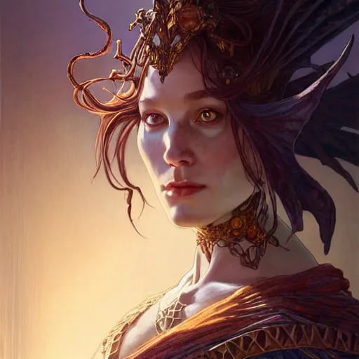 Prompt: surprised merrow D&D creature, looking down at hand, D&D 5e, fantasy, intricate, elegant, highly detailed, digital painting, artstation, concept art, smooth, sharp focus, illustration, art by artgerm and greg rutkowski and alphonse mucha