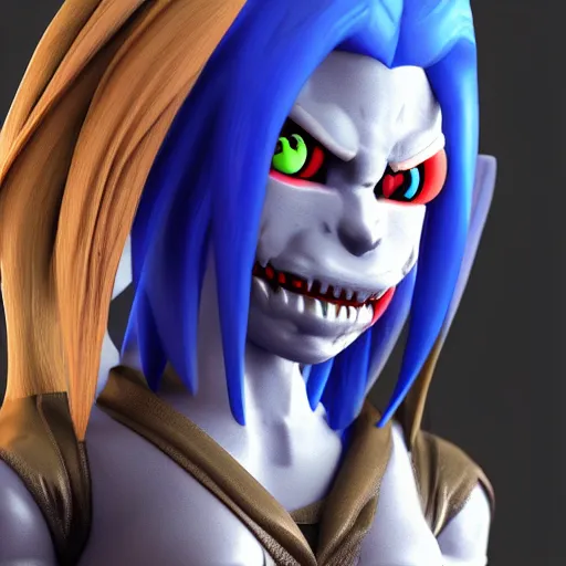 Image similar to 3D render of Undyne from the game Undertale