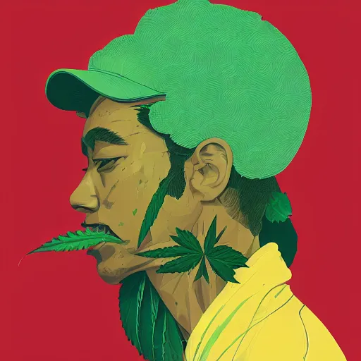 Image similar to profile picture by sachin teng, marijuana organic painting, marijuana, matte, hiphop, hard edges, energetic, 3 d shapes, supreme, asymmetrical, smoke, green, highly detailed