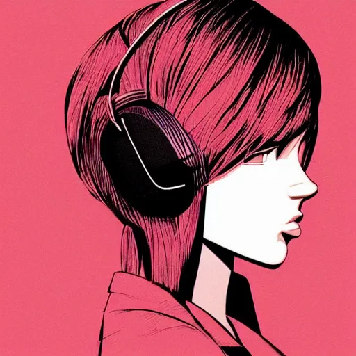 Image similar to the silhouette of an ear, by ilya kuvshinov, retro flat colors