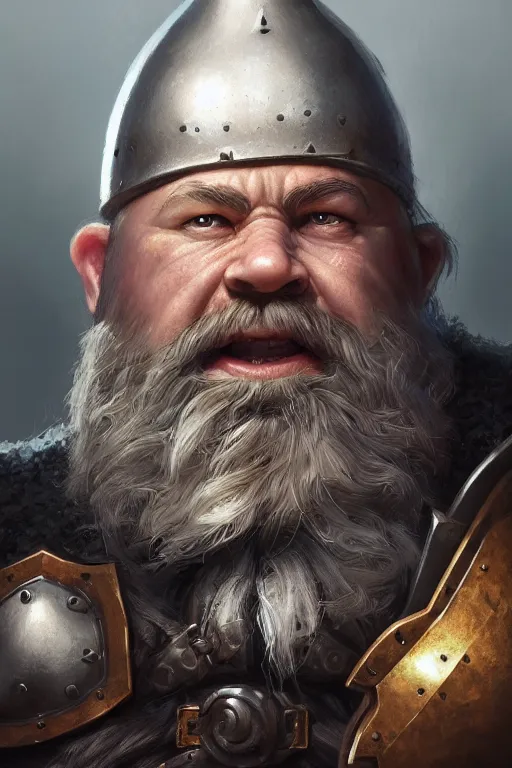 Prompt: dwarf knight portrait, highly detailed, d & d, fantasy, highly detailed, digital painting, trending on artstation, concept art, sharp focus, illustration, global illumination, ray tracing, realistic shaded, art by artgerm and greg rutkowski and fuji choko and viktoria gavrilenko and hoang lap