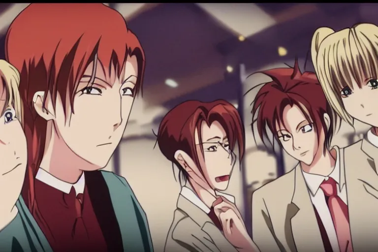 Prompt: film still from a 2 0 0 0 s anime film about a female lawyer accused of murder