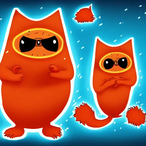 Image similar to exploding kittens, digital art, themed