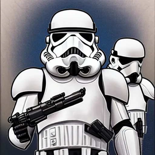 Prompt: stormtroopers in the style of brom