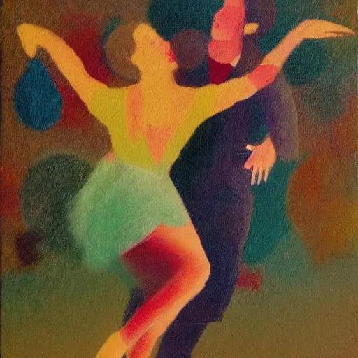 Image similar to a painting of when we're dancing nice and slow in the style of mordecai ardon