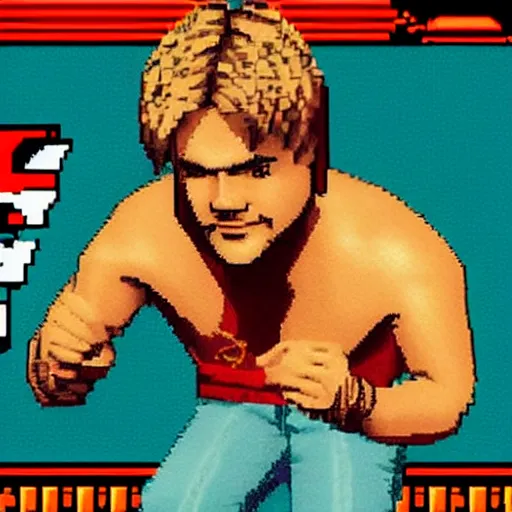 Image similar to portrait of philip seymour hoffman in double dragon video game splash screen