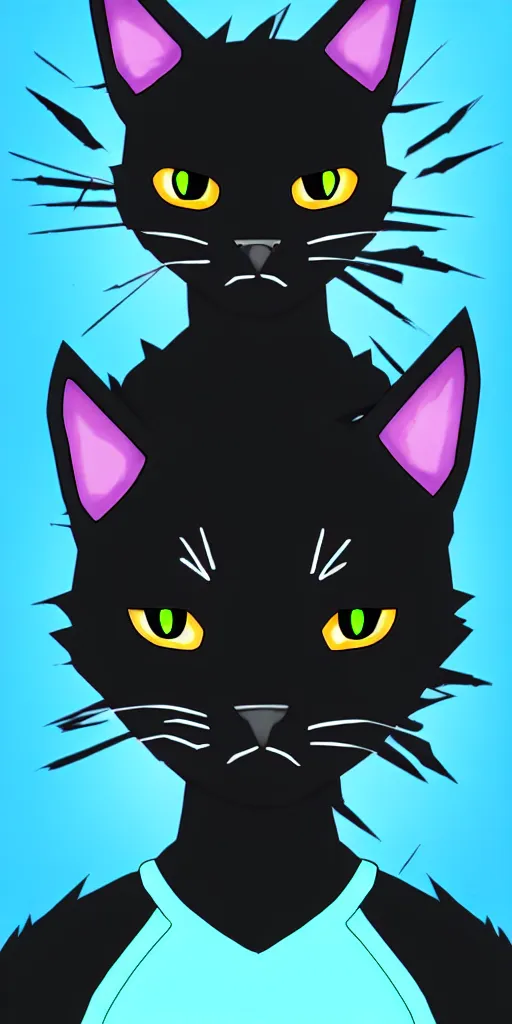 Image similar to an avatar of a black cat in the style of fortnite