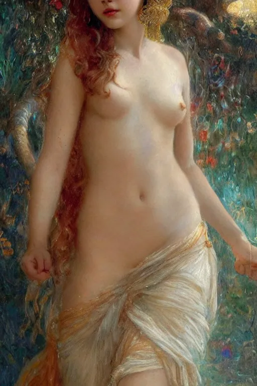 Prompt: portrait of anya taylor - joy as the goddess aphrodite. art by gaston bussiere.