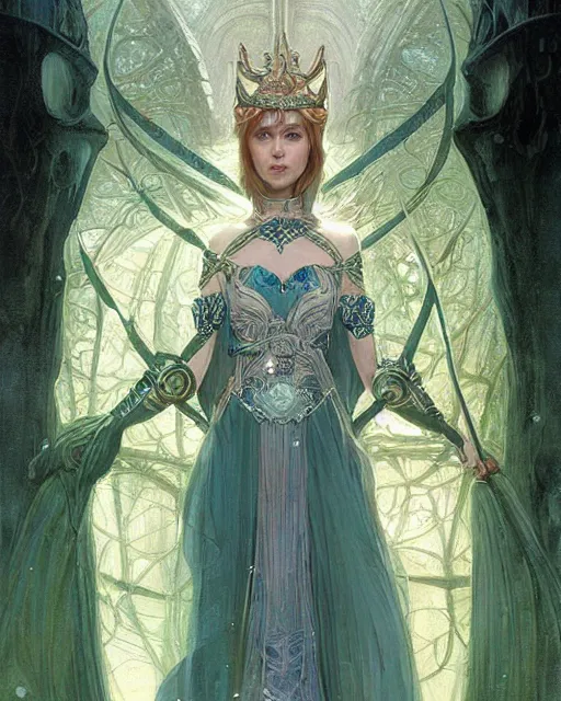 Prompt: a beautiful elf queen by Edgar Maxence and Ross Tran and Michael Whelan